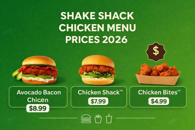 SHAK SHACK Chicken MENU WITH PRICES